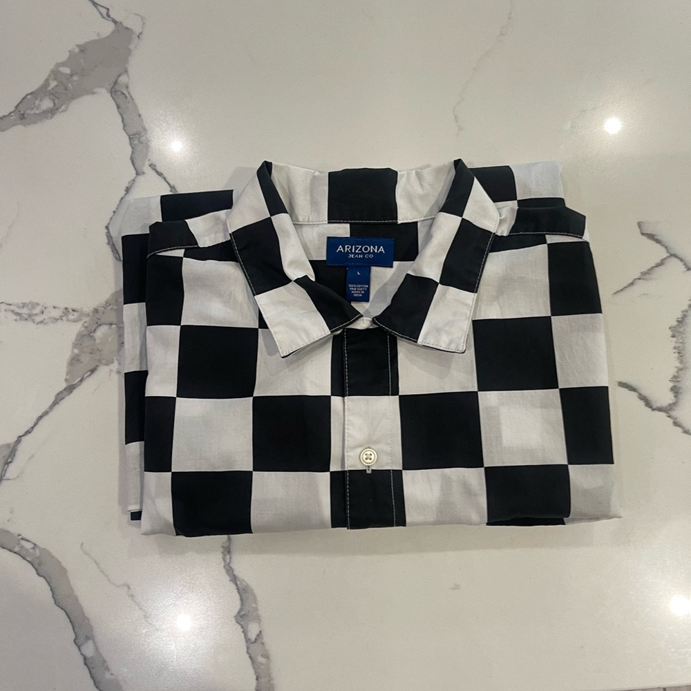 Arizona Black & White Checkered Button Up